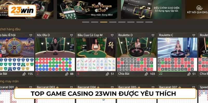 Sảnh casino sở hữu rất nhiều tựa game đỉnh cao hiện nay